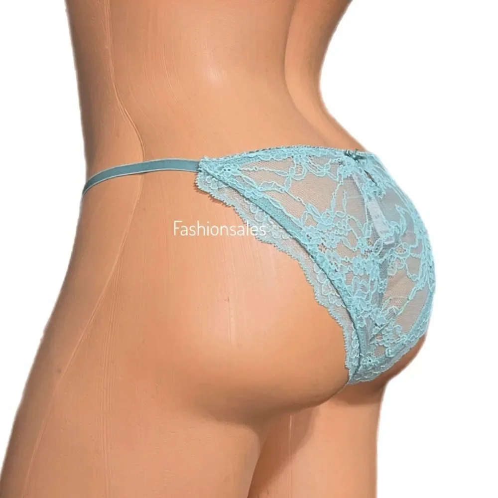 Victorias Secret Dream Angels sheer floral lace string bikini panty Sage Large